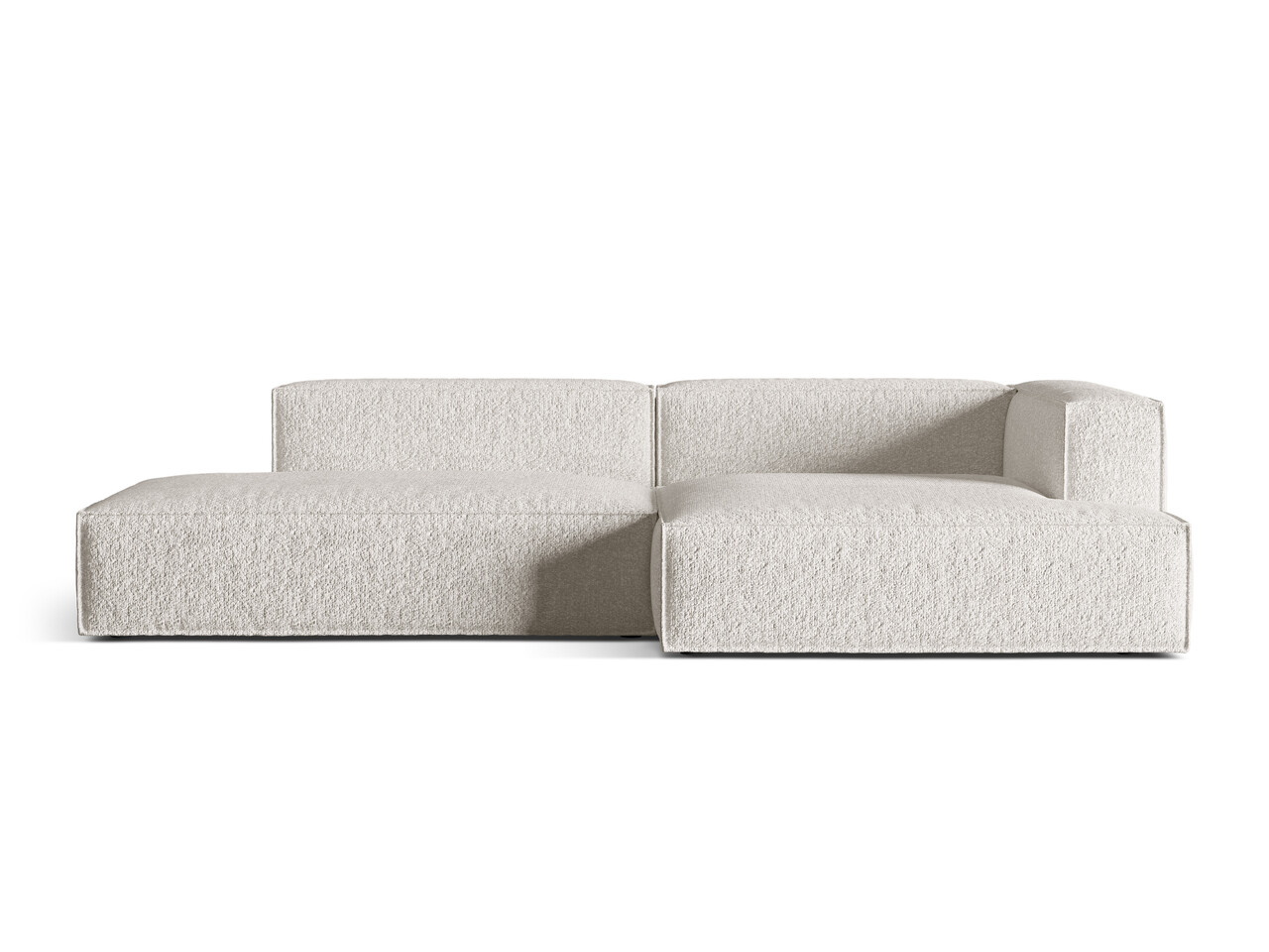 Coltar modular dreapta 4 locuri, Nuria-260, Micadoni Home, 312x147x72 cm, tesatura boucle, gri bej melange Colțare